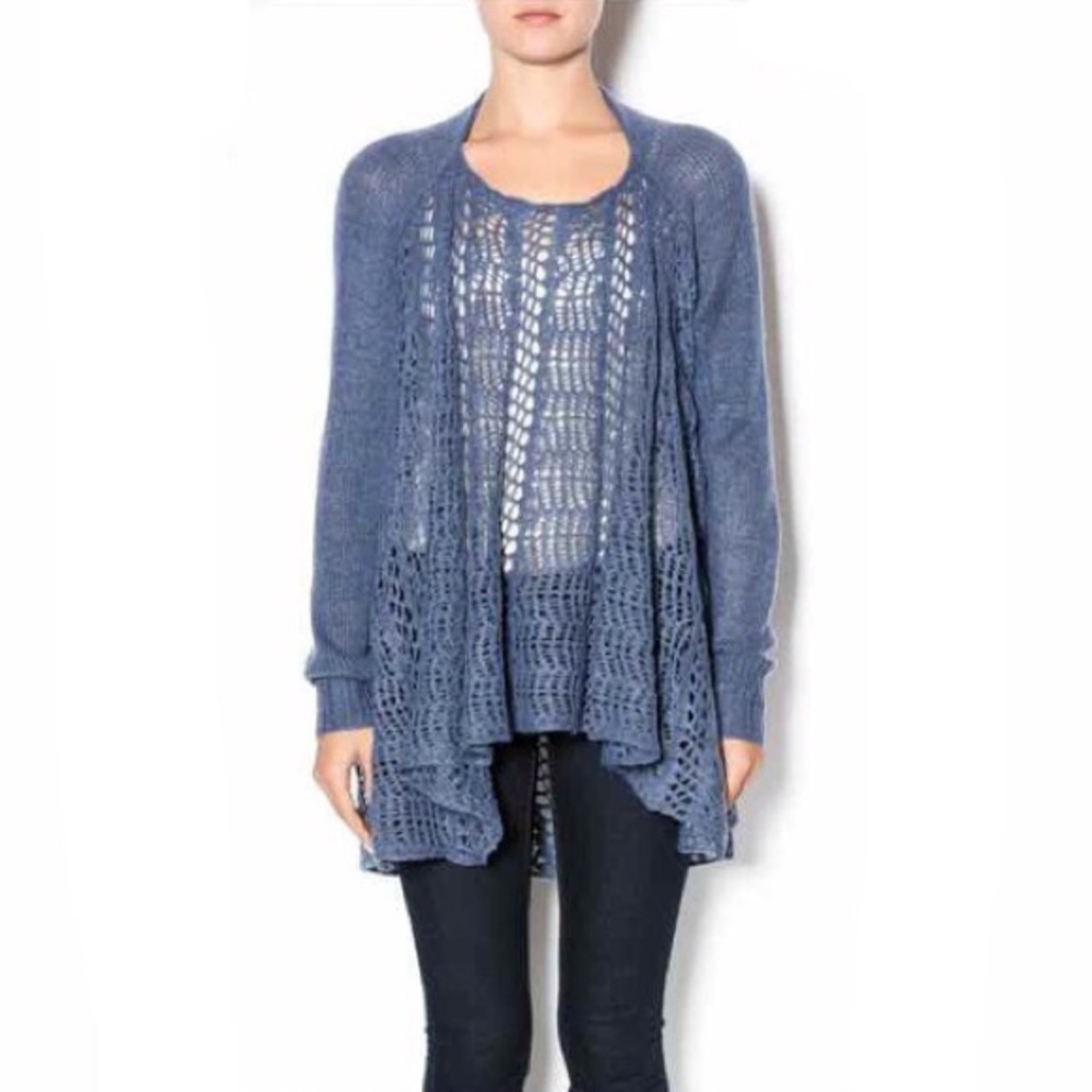 Simply Noelle open knit sweater, size S/M 8-10, gray
